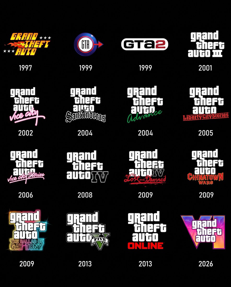 elyelgow's tweet photo. Todas as logos do GTA. https://t.co/r1SHMtJ6K9