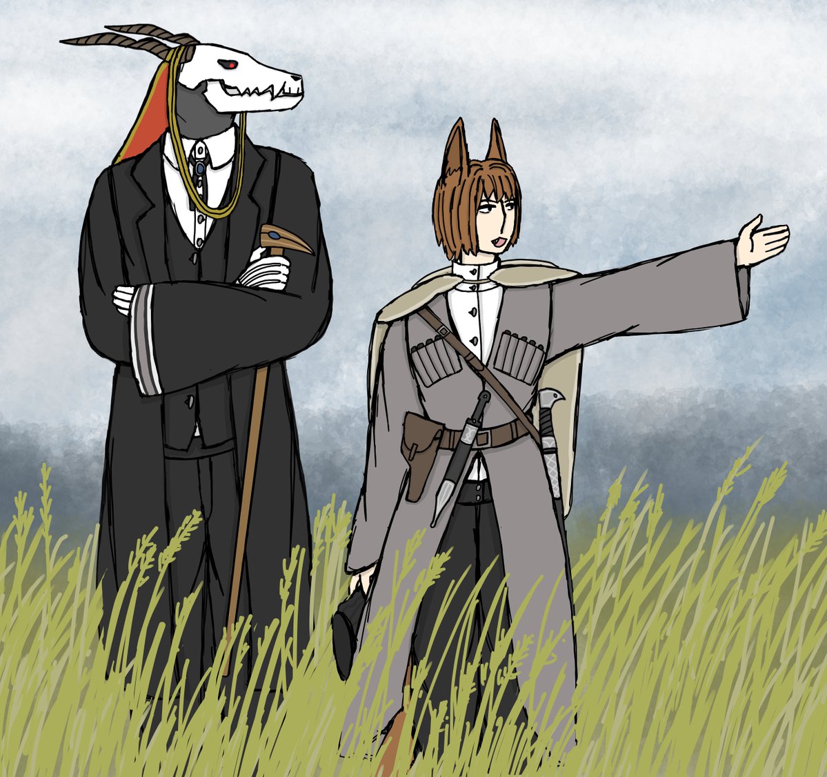 palianitza's tweet photo. I'm too lazy to come up with a title or write a description for this drawing, Elias is having a great time with his new colleague 😂 https://t.co/cZeFULHpU9