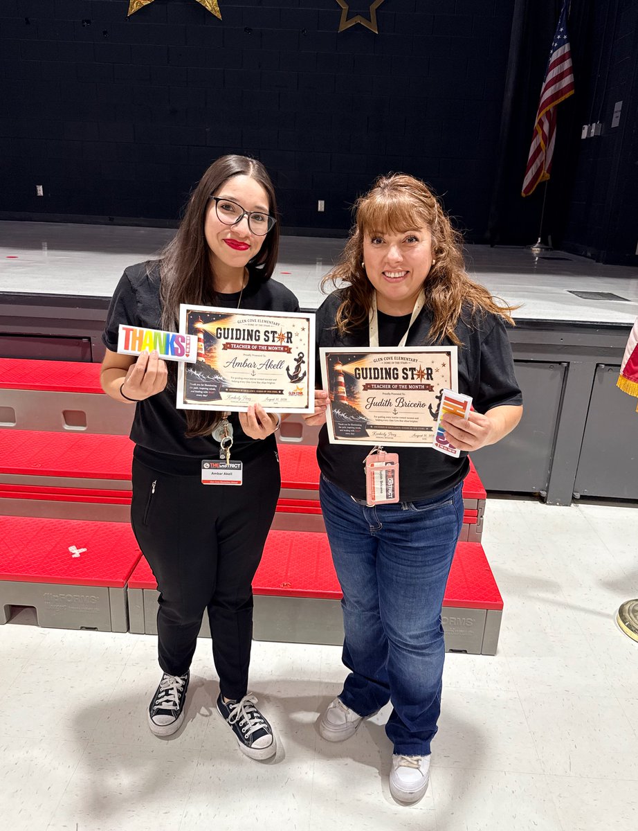 GlenCoveElem's tweet photo. Celebrating Our Guiding Stars!
Congratulations to our Teachers of the Month, Mrs. Akell and Mrs. Briceño, and Staff Member of the Month, Mr. Oscar! Thank you for your dedication, passion, and commitment to always going above and beyond for our school. @KPerez_GlenCove @angr17 https://t.co/KhAvTLVwvm