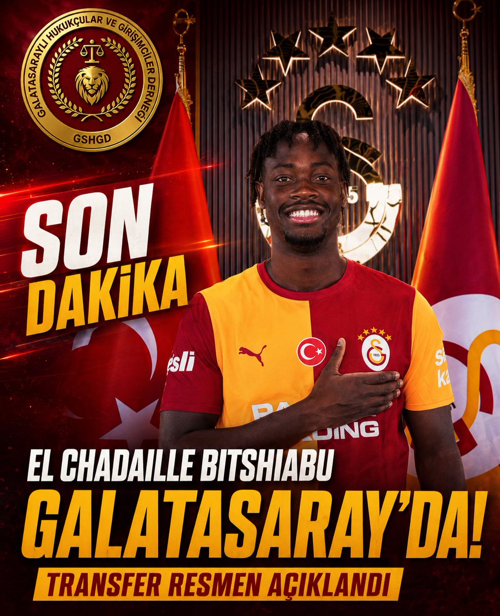 gshukukcularder's tweet photo. 🚨 SON DAKİKA
EL CHADAILLE BITSHIABU GALATASARAY’DA!
Galatasaray, Fransız savunmacının transferini resmen açıkladı.
Ailemize hoş geldin Bitshiabu! 💛❤️
#Galatasaray #Bitshiabu #GSHGD https://t.co/yatguWKwaB