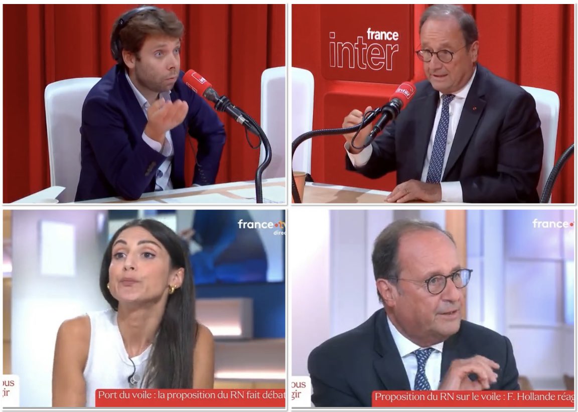DestinationTele's tweet photo. Qu’est ce que l’entre-soi sur le service public ?

Le matin le fils à maman Benjamin Duhamel interroge François Hollande sur France Inter
Le soir sa compagne Agathe Lambret interroge François Hollande sur France 5
🤷🏻‍♂️ https://t.co/fmLx405Vug