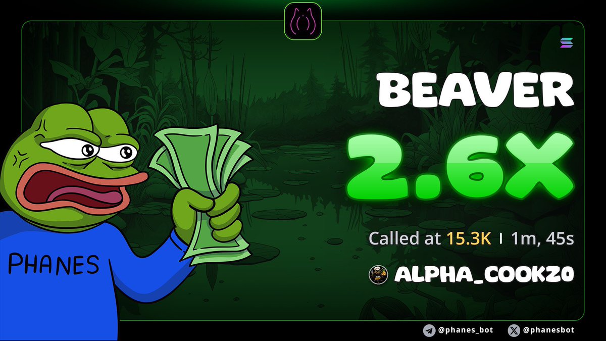 Alpha_cookz's tweet photo. 2.6x pump from my alpha calls $BEAVER
TG frens eating good 😊 
Ca>>

4usQrmWPHqwjoAUei9bATkFGWWZES5hwTe2szdxYpump https://t.co/up3Uwn91nK