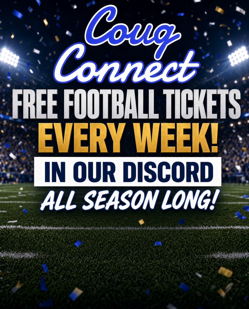 CougConnect's tweet photo. We are giving away tickets to every home game this year in our Discord 

The CougConnect discord is the place for reports, Q&amp;A with players, insider content, voice chats and more

Subscribe in the link below &amp; follow the steps to get in the Discord

https://t.co/Kgkz9J4Vpw https://t.co/pzl5RrQ3Il