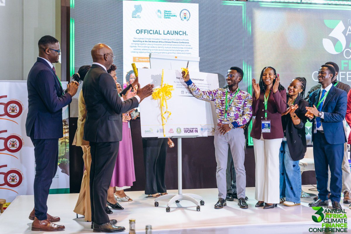 GayoUganda's tweet photo. Today, we officially launched the Uganda Climate Innovation Challenge (UCIC) 2026 at the 3rd Annual Africa Climate Finance Conference (#3ACFC26), marking an important step towards strengthening Uganda’s #ClimateInnovation ecosystem.
UCIC 2026 is creating a national platform for young innovators, entrepreneurs, researchers, creatives, startups and community solution-builders to showcase ideas and solutions addressing Uganda’s climate and environmental challenges.
With a UGX 37 million prize pool, the challenge will support promising innovations while creating pathways for #Mentorship, #Incubation, partnerships, investment and greater visibility.
From #RenewableEnergy and #CircularEconomy to #RegenerativeAgriculture, forestry, biodiversity and creative approaches to climate action, UCIC is opening space for diverse solutions that can contribute to a more resilient, sustainable and low-carbon Uganda.
Applications are still open. The ideas are here. The opportunity to turn innovation into impact starts now.
#UCIC2026 #ClimateInnovation #YouthInnovation #ClimateAction #GreenEntrepreneurship #CircularEconomy #GreenJobs #ClimateFinance