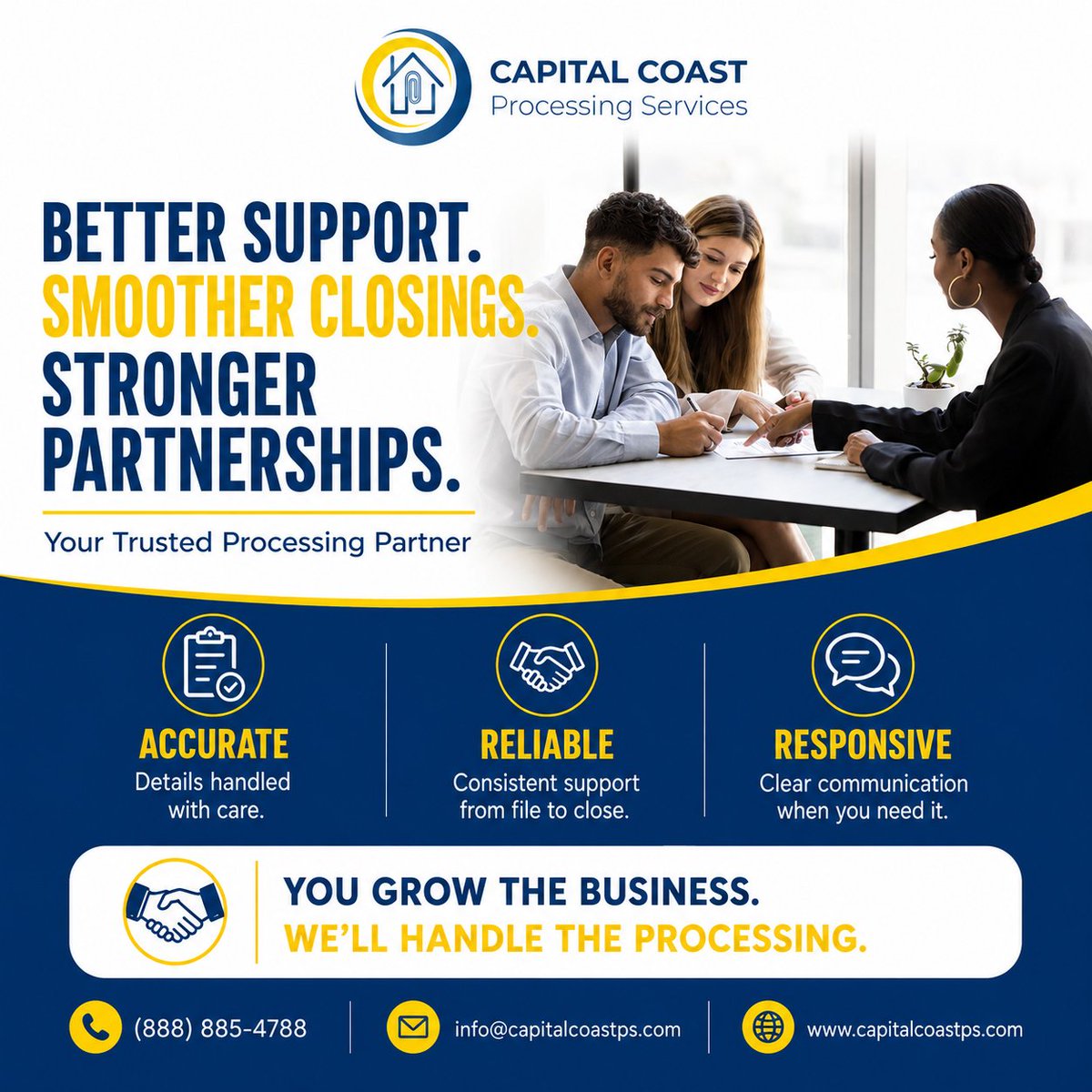 capitalcoastps's tweet photo. Less time managing paperwork. More time growing your business.
Our team delivers careful file management, consistent support, and clear communication from file to close.
#MortgageProcessingServices
#SmootherClosings
#BusinessSuccess
#Capitalcoastps https://t.co/R1wd9bM3wh
