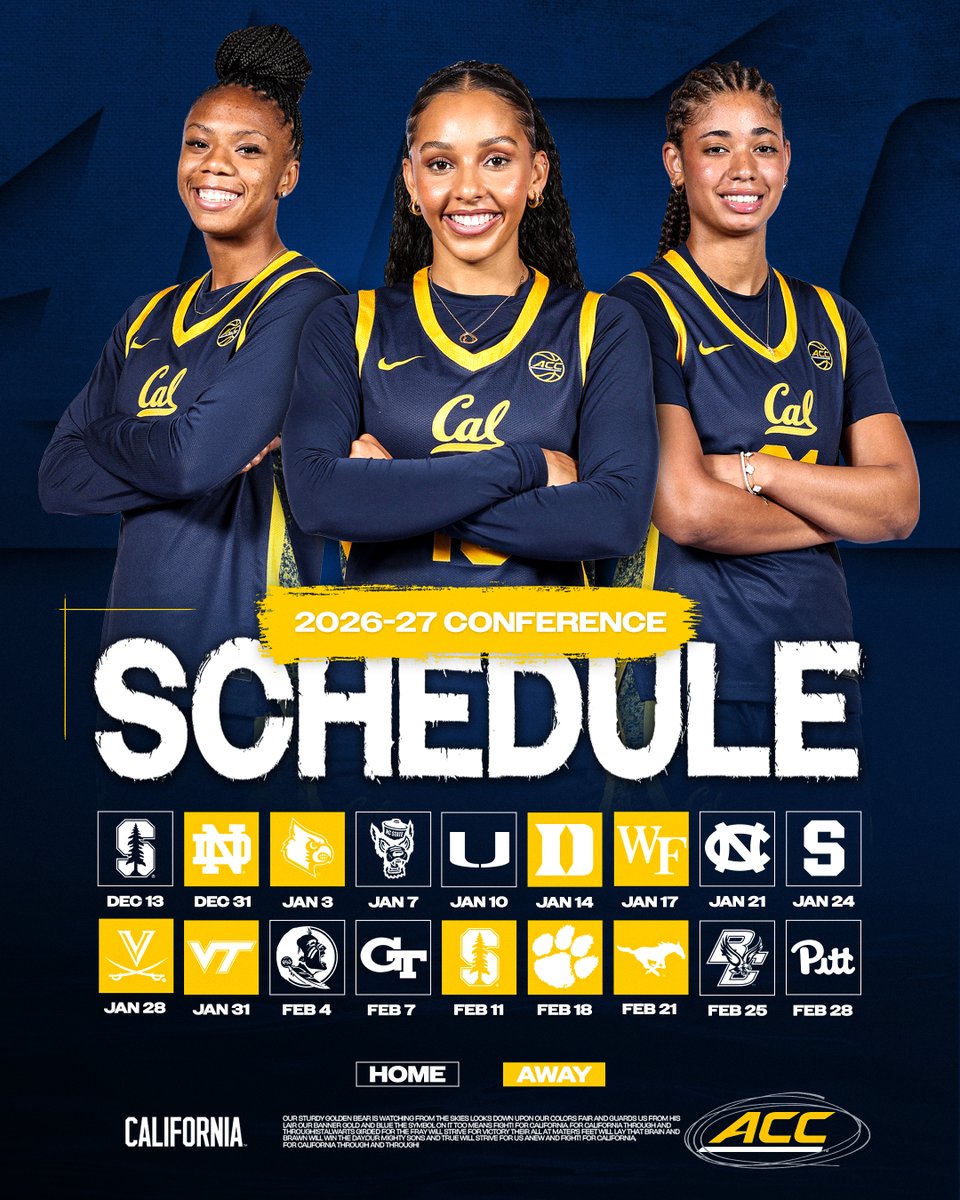 CalWBBall's tweet photo. Locked 🔐 in for the 2026-27 ACC season!

Get your season tickets 🎟️ on https://t.co/AgmNyb713N!

#weplayforthebay #gobears https://t.co/AMM77jDzPb