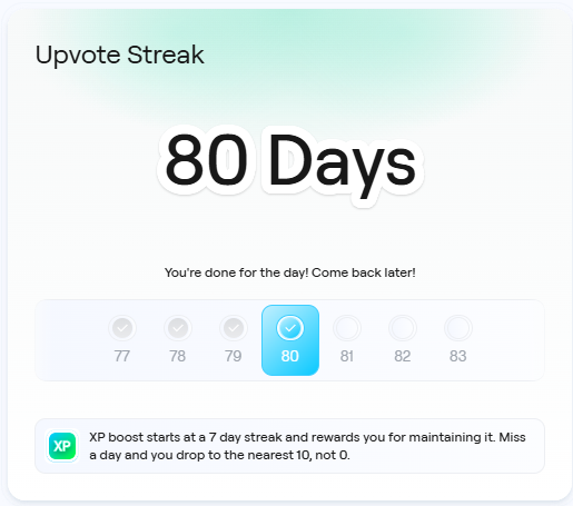 just_fl0wer's tweet photo. 80 days of Upvote Streak on Abstract. 🔥

Just showing up every day, staying consistent, and keeping the streak alive.
80 days down, but I'm definitely not stopping here.

Absolutely cinema. 🎬

@AbstractChain @Abstract_Eco https://t.co/Q0k54Gp2Jq