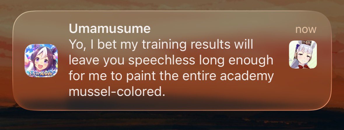 J_Ratt14's tweet photo. I love doing independent training in Umamusume, if only because each Uma gets a unique quote for the notification when they’re done and I just think they’re so silly https://t.co/wj5CgR3IZ7