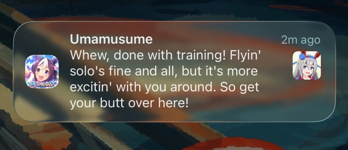 J_Ratt14's tweet photo. I love doing independent training in Umamusume, if only because each Uma gets a unique quote for the notification when they’re done and I just think they’re so silly https://t.co/wj5CgR3IZ7
