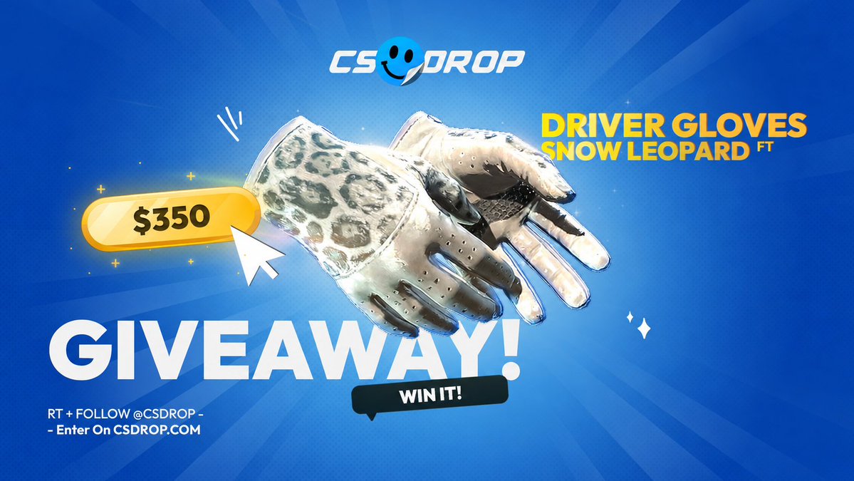csdropcom's tweet photo. 💸 $350 DRIVER GLOVES GIVEAWAY! 💸

Win a pair of Driver Gloves | Snow Leopard (FT) worth $350! 🎁❄️

HOW TO ENTER?
✅ Follow @csdropcom 
✅ Like + RT
✅ Tag 2 friends

⏳ Winner announced September 9th!