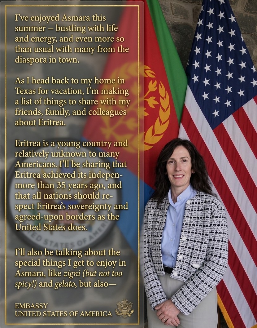 eri_blooming's tweet photo. ''All nations should respect Eritrea's sovereignty and agreed up-on borders as united state does''.
 US Embassy Eritrea. https://t.co/OU0FrellID