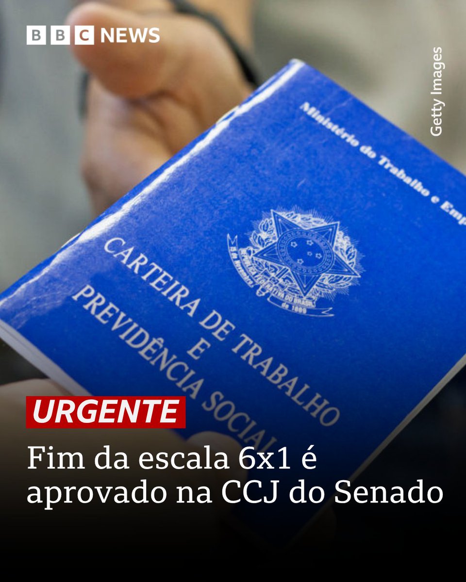 bbcbrasil's tweet photo. Fim da escala 6x1 é aprovado em comissão e avança no Senado. 👉 https://t.co/0aA5Z9kVMP https://t.co/ti5mjIoos2