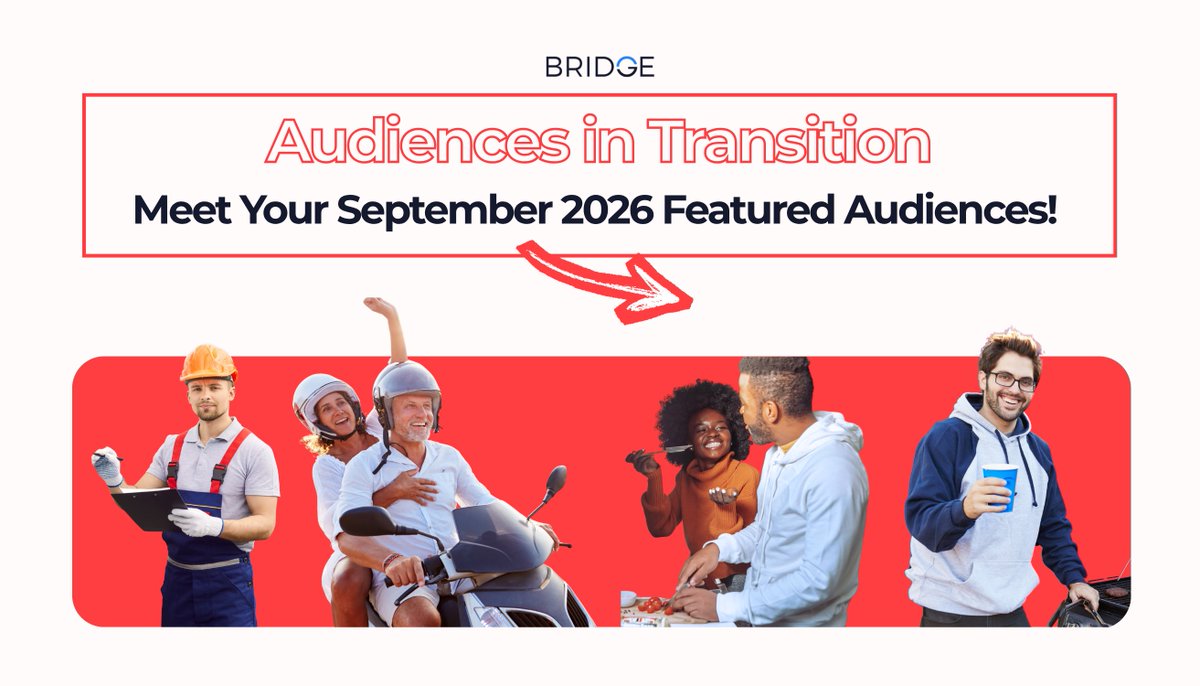 ConnectByBridge's tweet photo. Your September high-intent audiences are:
🏟 Football Game Day and Tailgate Hosts
🔧 Fall Home Maintenance and Weatherization Seekers
🏡 Empty Nesters and Downsizers
🛒 Meal Planning Households

Check out the full blog 👉https://t.co/urRctmrvky
#Adtech #Bridge #B2BMarketing https://t.co/4o2BtwVOd9