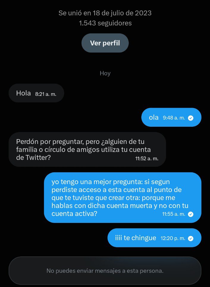 AtomiswaveLuhke's tweet photo. @Zonik050462 yo le meti un "iiiiiiiiii te chingue" y me termino bloqueando XDDDD https://t.co/yUb9jFVvT3