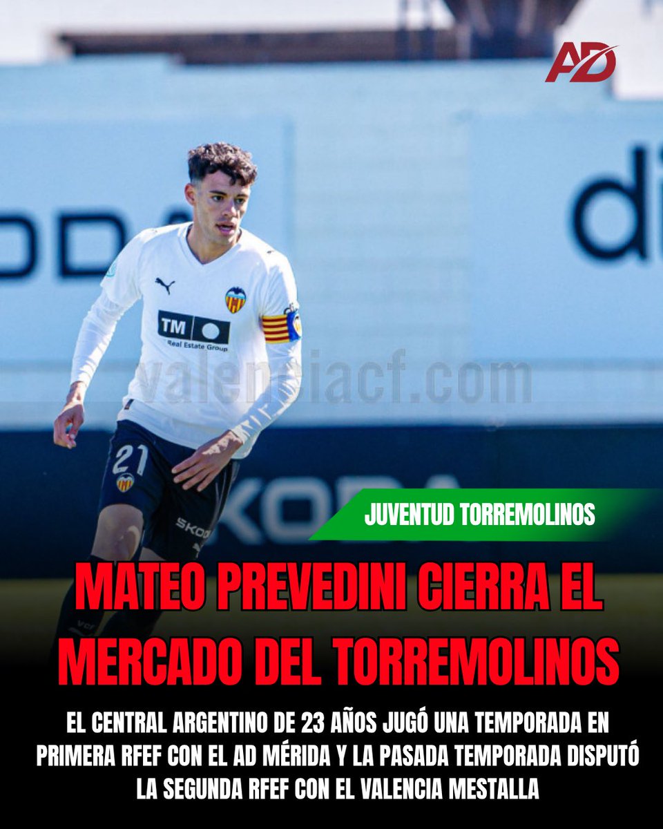 ADirecto_'s tweet photo. OFICIAL 🚨 | MATEO PREVEDINI CIERRA EL MERCADO DEL TORREMOLINOS 🔒

El central argentino de 23 años jugó una temporada en Primera RFEF von la AD Mérida y la pasada temporada disputó la Segunda RFEF con el Valencia Mestalla 🇦🇷💥

#primerarfef #fichajes #juventudtorremolinos https://t.co/RJyM7tcdma