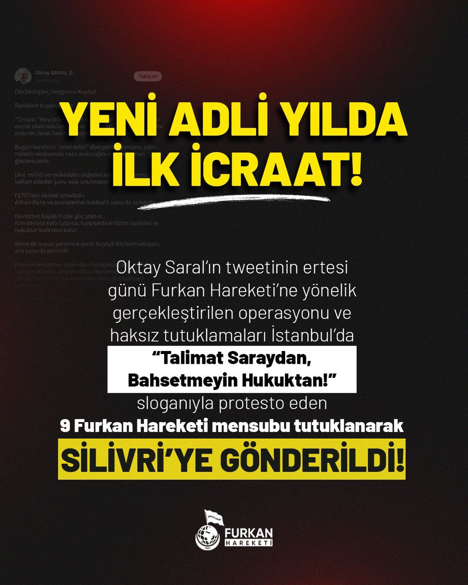 Hikmet1a's tweet photo. FurkanGönüllülerine Ozgürlük
TecritZulmüne SonVerin
#YeterArtık https://t.co/2SP4pds6Ps