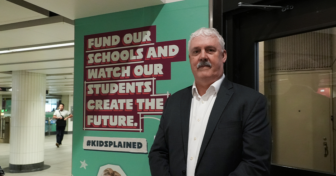 OECTAProv's tweet photo. As #OntEd heads back to school, #CatholicTeachers have turned Union Station into a school to champion:

✅Smaller class sizes
✅Fulsome resources and supports for every student
✅Real investment in schools

We shouldn't have to run a campaign to tell the govt this... #KnowMore https://t.co/hzR1B9dHHb