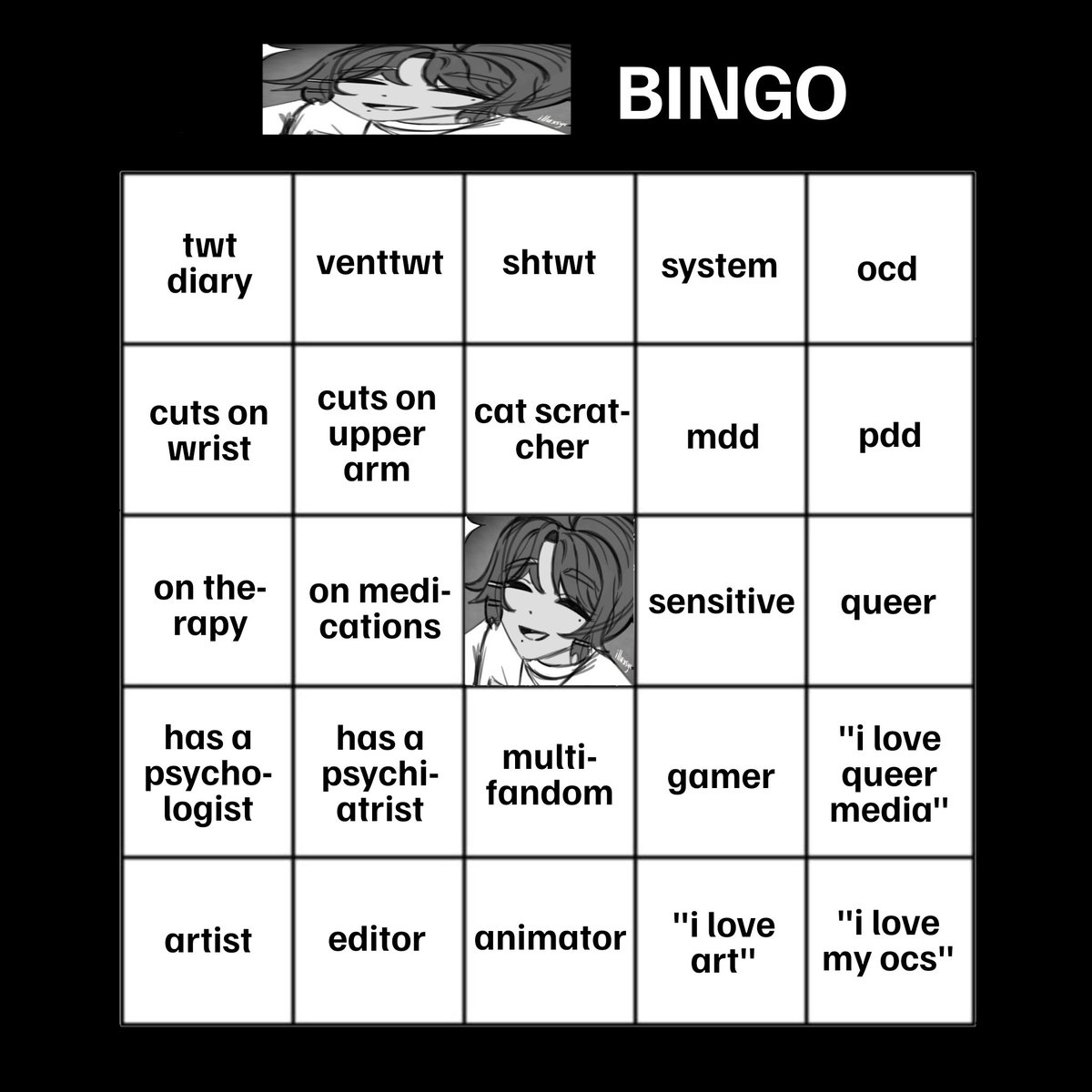 harpervray's tweet photo. hi, please do my bingo. ok, thank you https://t.co/crNWHyZWIB