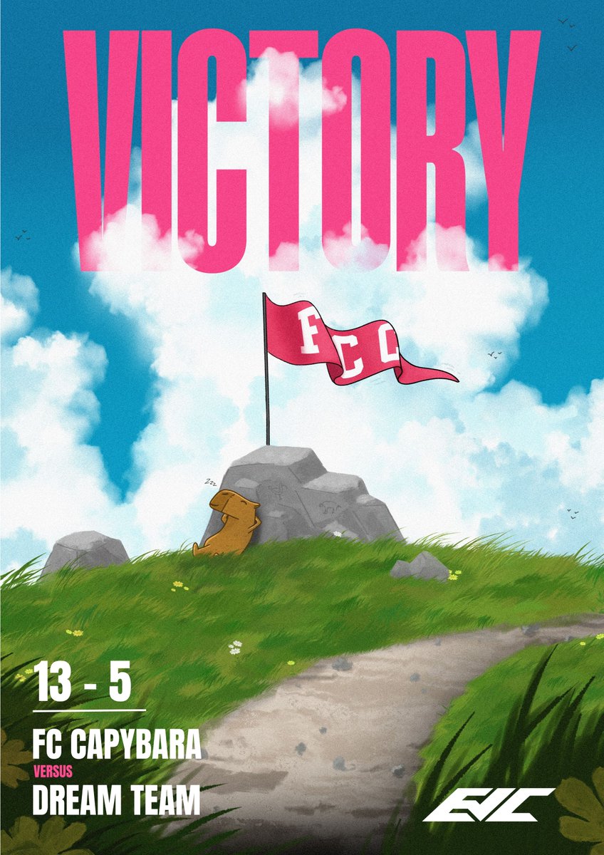 fc_capybara's tweet photo. Victoire 13 - 5 contre @DreamTeamCH gg à eux !
Prochain match vendredi à 18h !
#FCCWIN #FCCONTOP @EVCtournaments https://t.co/i0EOaNHV34