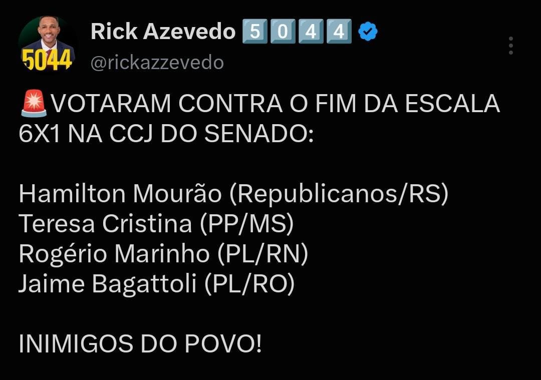 xxvulgo_breno's tweet photo. @QGdoPOP Uma grande vitória,vamos espalhar os nomes dos vagabundos que votaram contra o fim da escala 6X1! https://t.co/iX88AqKeur