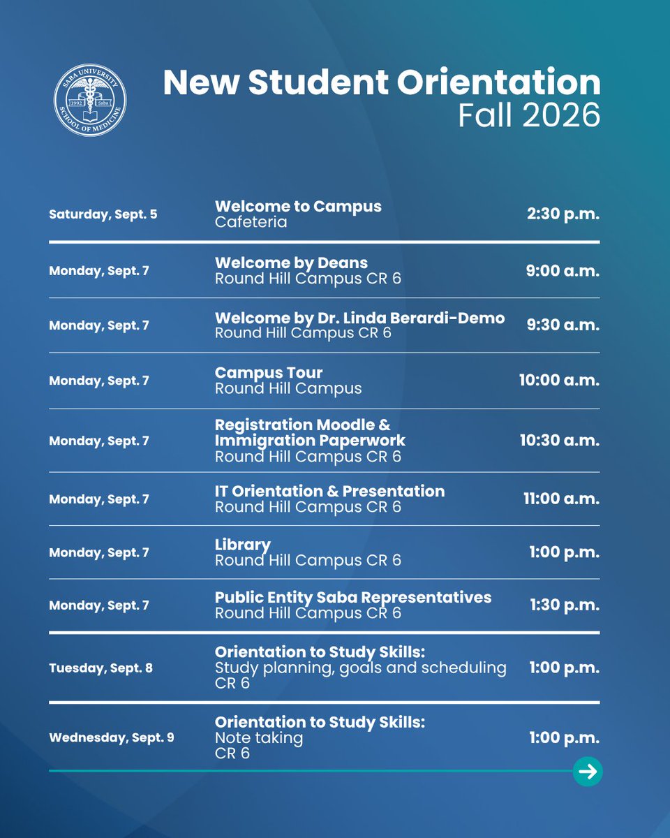 sabamedschool's tweet photo. The Fall semester is almost here! 🩺💙

We’re excited to welcome our new students to #SabaMedSchool. 

Check out our #MedSchool orientation activities and get ready to start your journey with the #SUSOM community! https://t.co/NYh6B6JuC4