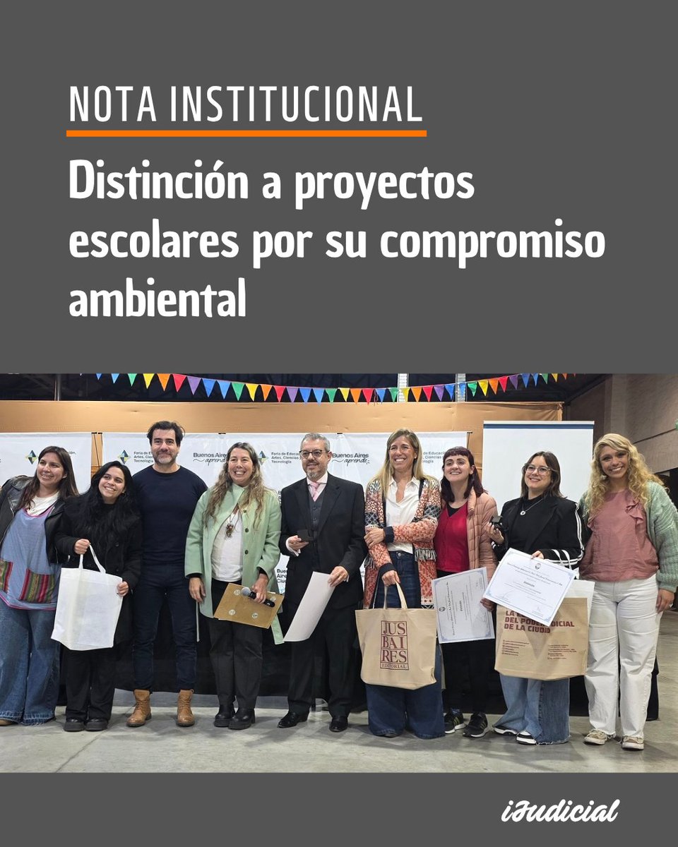 iJudicial's tweet photo. El Poder Judicial, invitado por la Gerencia Operativa de Educación para la Sustentabilidad del Ministerio de Educación de la Ciudad, distinguió a doce proyectos escolares por su compromiso ambiental.
Leer nota ➡️ https://t.co/zBWV4NZZ0F https://t.co/zi39RPF8kB