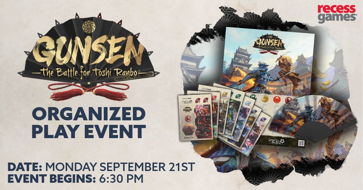 RecessGamesOH's tweet photo. Gunsen: The Siege of Toshi Ranbo Organized Play Event at Recess Games! 

Will you fly banners for your clan?  The winning clan will be commemorated in the lore of Toshi Ranbo, publishing in January 2027.

https://t.co/X03AHDVQOz

#gunsen #organizedplay https://t.co/SkRnuYZX00