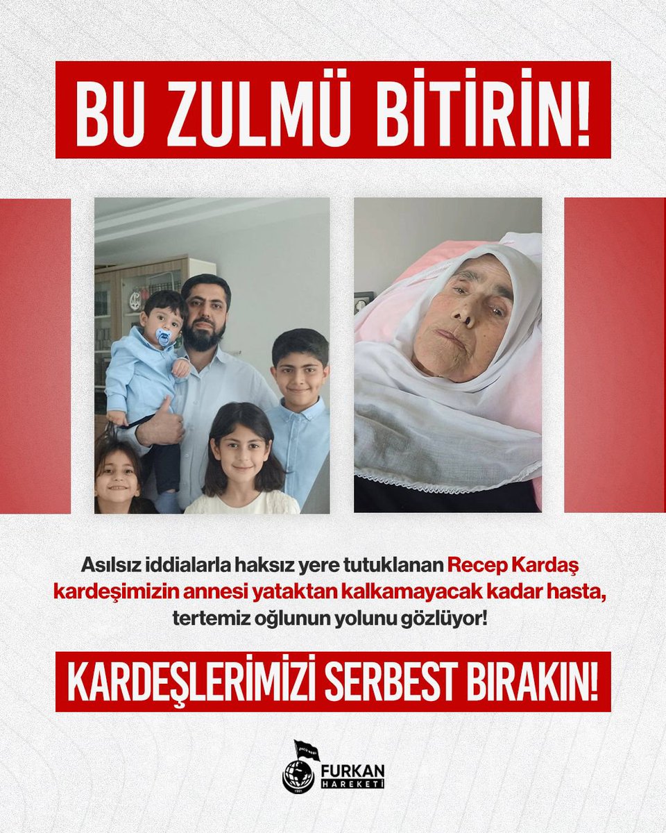 Hikmet1a's tweet photo. FurkanGönüllülerine Ozgürlük
TecritZulmüne SonVerin
#YeterArtık https://t.co/M7cG31yrHC