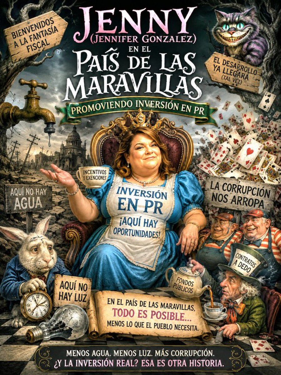 willieseconpr's tweet photo. No hay agua, no hay luz, LAS CALLES SON UN BAÑO DE SANGRE y hoy la Mitómana de Fortaleza dando una conferencia de prensa de los supuestos millones y millones y millones que va a traer Miss Universe a 🇵🇷! PERO QUE CARAJO LE PASA A LA LOCA ESA! Vive en el Pais de las Maravillas? https://t.co/WdvfFfG9eS