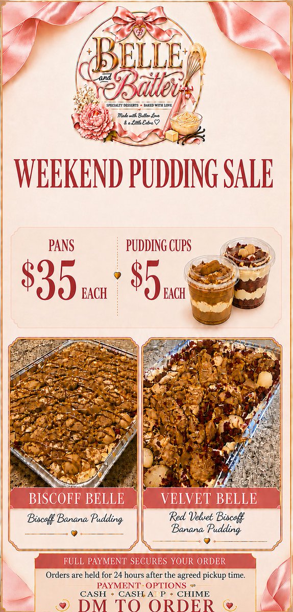 chyatheebull1's tweet photo. &amp; I just opened my dessert business: Belle and Batter🩷 https://t.co/JTApMyzZRM