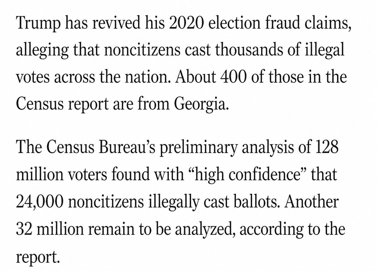 FreedomCaucusGA's tweet photo. 🚨 ELECTION INTEGRITY

Even the liberal media is reporting that official government documents show, with "high confidence," that illegal aliens voted in Georgia. Even if that number is small, or did not make the difference statewide, it is a matter that must be addressed. 

Weaknesses in the integrity of the process brings into question the entire process itself. Any single illegal vote cancels out the vote of an American citizen.

We need stronger protections to ensure that only citizens can vote in Georgia.

Congress could greatly help secure our elections by passing the SAVE America Act, but it is incumbent on the Georgia legislature to take all possible steps to ensure our process is secure.

It is time for action!