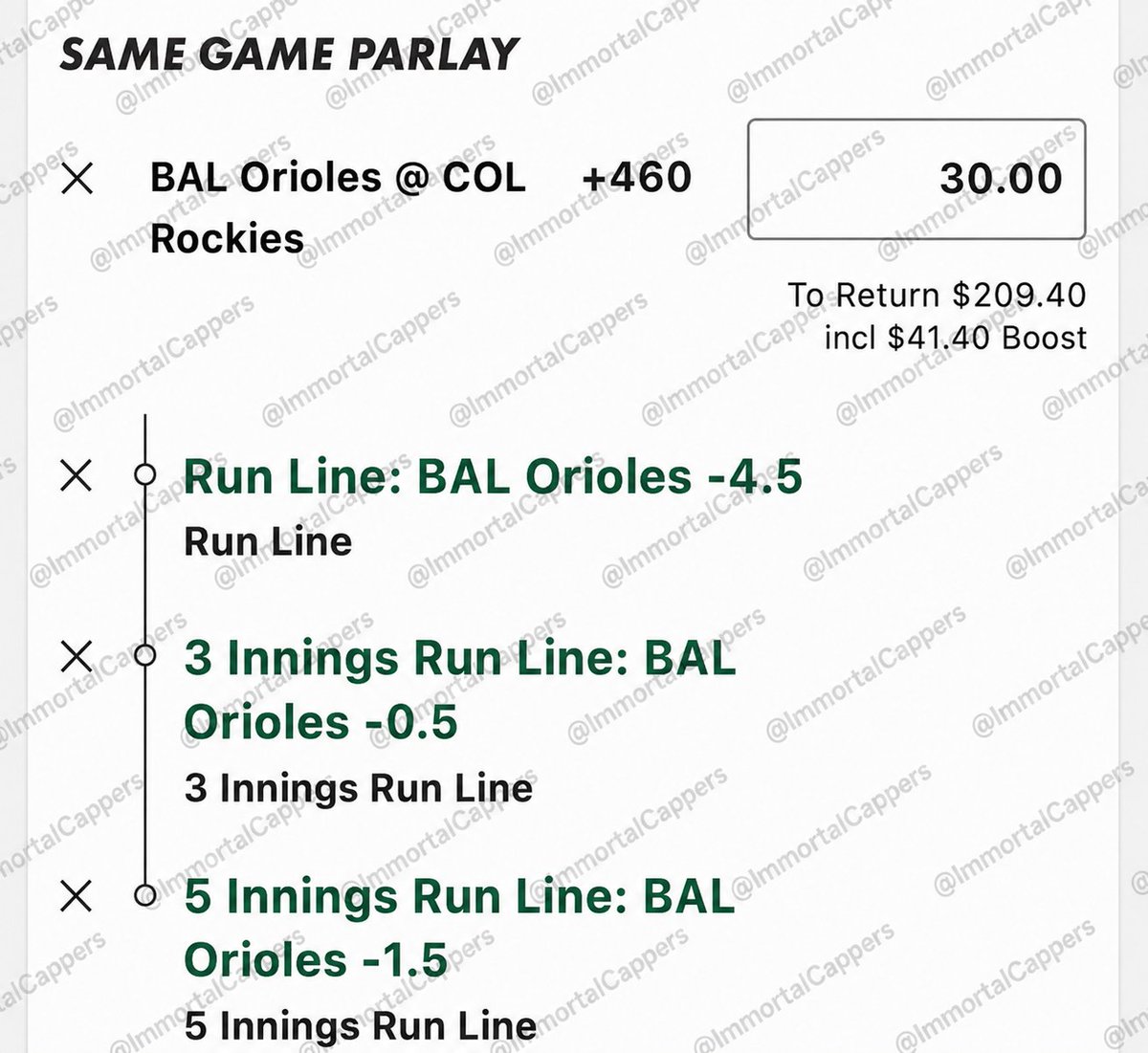 ImmortalCappers's tweet photo. Still paying for Capper subs, and LEAKED Discords? We leak them FREE 💸

BTB ROI🚨 3 LEG SGP FOR FREE ‼️

+460! 🔥💰

Follow for more VIP leaks 👀
#MLB #MLBBets #SportsBetting #Gambling𝕏 https://t.co/Sx8ikXb4VI