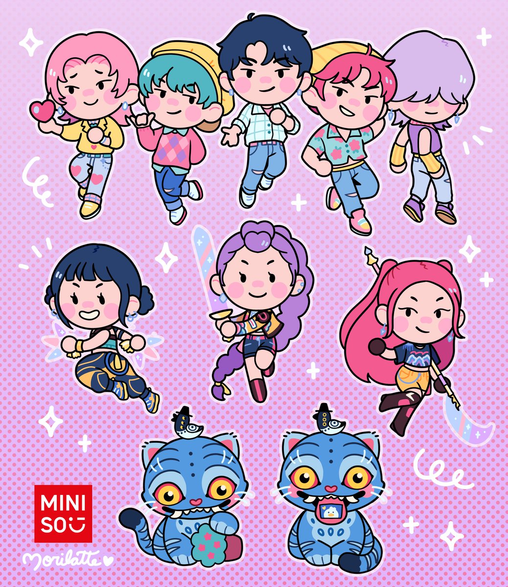 morilatte_art's tweet photo. I got to work on some Kpop Demon Hunters official art for Miniso and Netflix! ❤️🌟 https://t.co/zHclK71iZz