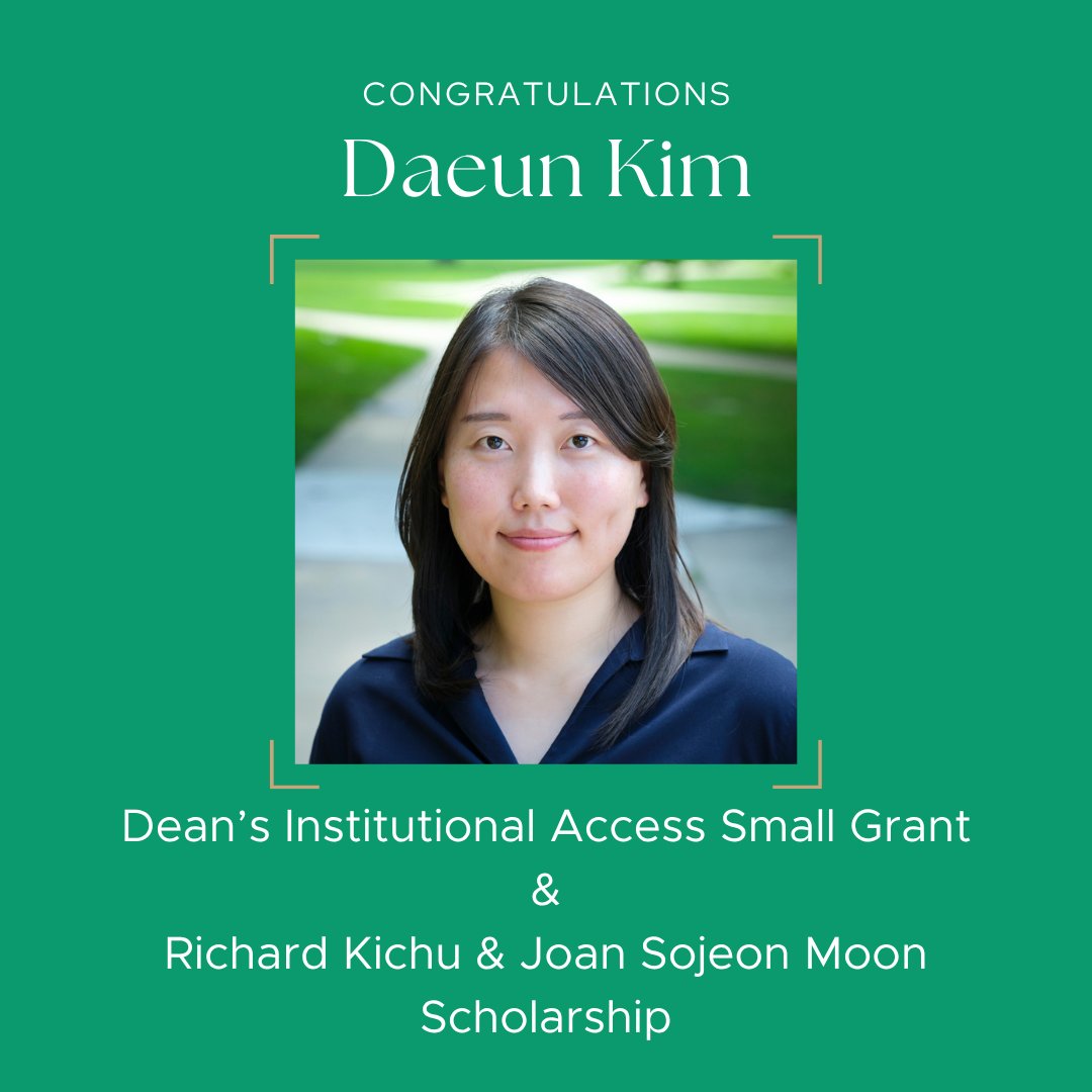 MSUHDFS's tweet photo. 🎉Congrats to doctoral student Daeun Kim on receiving the CSS Dean’s Institutional Access Small Grant and the Richard Kichu & Joan Sojeon Moon Scholarship from the Council on Korean Studies! Get to know her and her research: https://t.co/IS9zESfHJQ 📖 #MSUHDFS #MSUSocialScience https://t.co/ndM9qG4WG9