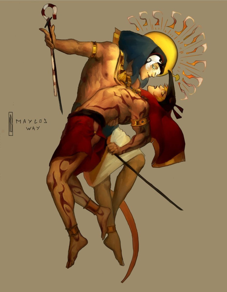 MaycosWay's tweet photo. Old work with #phaidei Egyptian gods Ra x Set 
Mythological explanation👇👇👇 https://t.co/mnAjokQ7pB