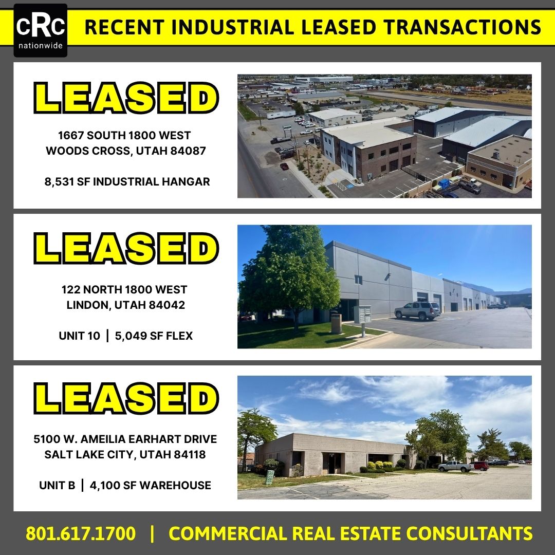 cRcNationwide's tweet photo. #Industrialleased #flexleased #warehouseleased #CRE #UtahCommercialRealEstate #LeaseDeals #SaltLakeCityIndustrial #WoodsCrossIndustrial #LindonFlex https://t.co/orMd7r3A5L