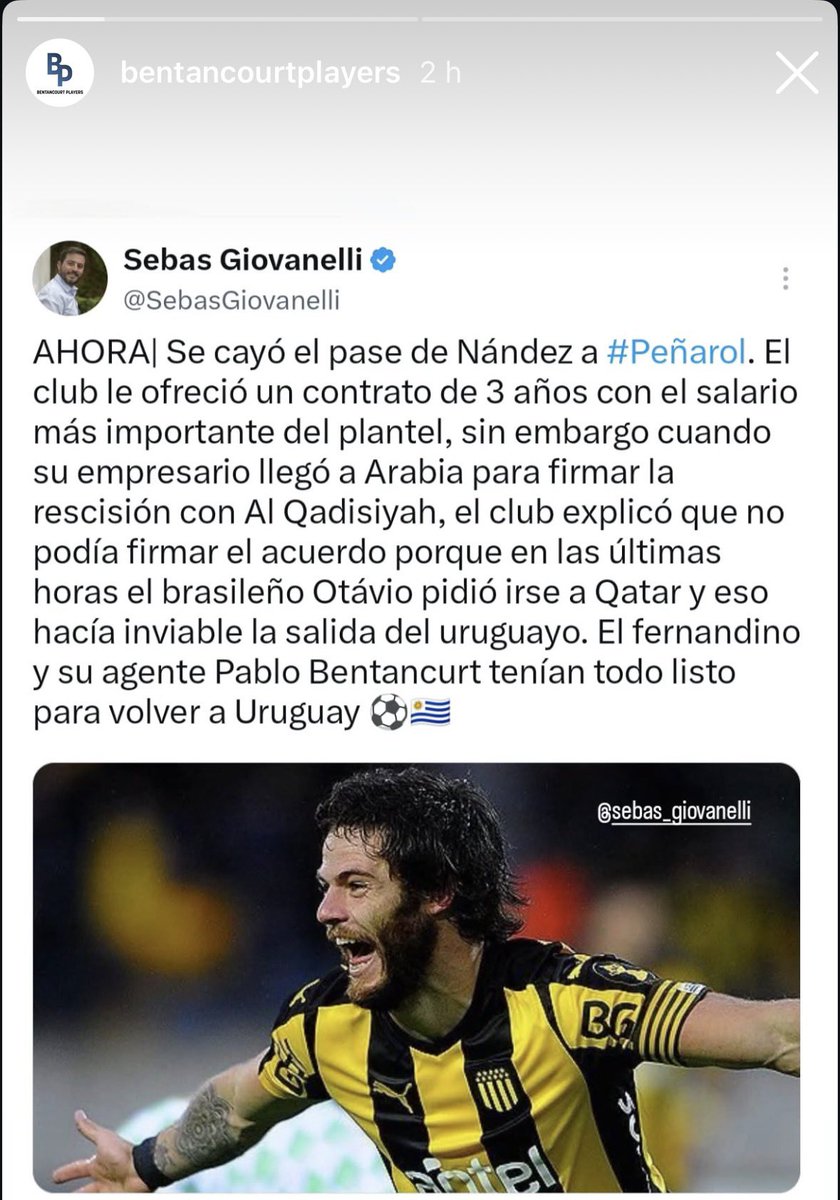 Futbol_APV's tweet photo. Pocas veces vi a un grupo empresarial manejarse con semejante falta de seriedad, responsabilidad y profesionalismo. El manejo de la situación sobre Nahitan Nández, es una falta de respeto hacia el hincha de #Peñarol.

Más allá de la realidad de todo lo trascendido, generaron expectativas, alimentaron la ilusión de miles de personas desde su propia cuenta oficial, insinuando la llegada del jugador. No fue una simple especulación: fueron ellos mismos quienes decidieron jugar con el hincha.

Utilizar a #Peñarol y a su gente de esta manera para generar repercusión es lamentable e inadmisible. Una actitud que demuestra una total falta de consideración y respeto.

Después los malos somos los medios de comunicación cuando damos cierta información.