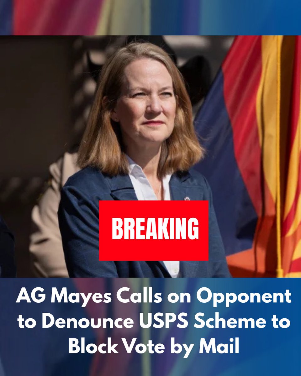 krismayes's tweet photo. I am fighting in court to protect every eligible Arizonans' right to vote and will continue to do so. My opponent wants to take over my job as the state's top law enforcement officer and be the one responsible for ensuring Arizona’s laws regarding voting by mail are followed. He must denounce the USPS scheme without delay and call on the federal government to not interfere in Arizona’s elections.
