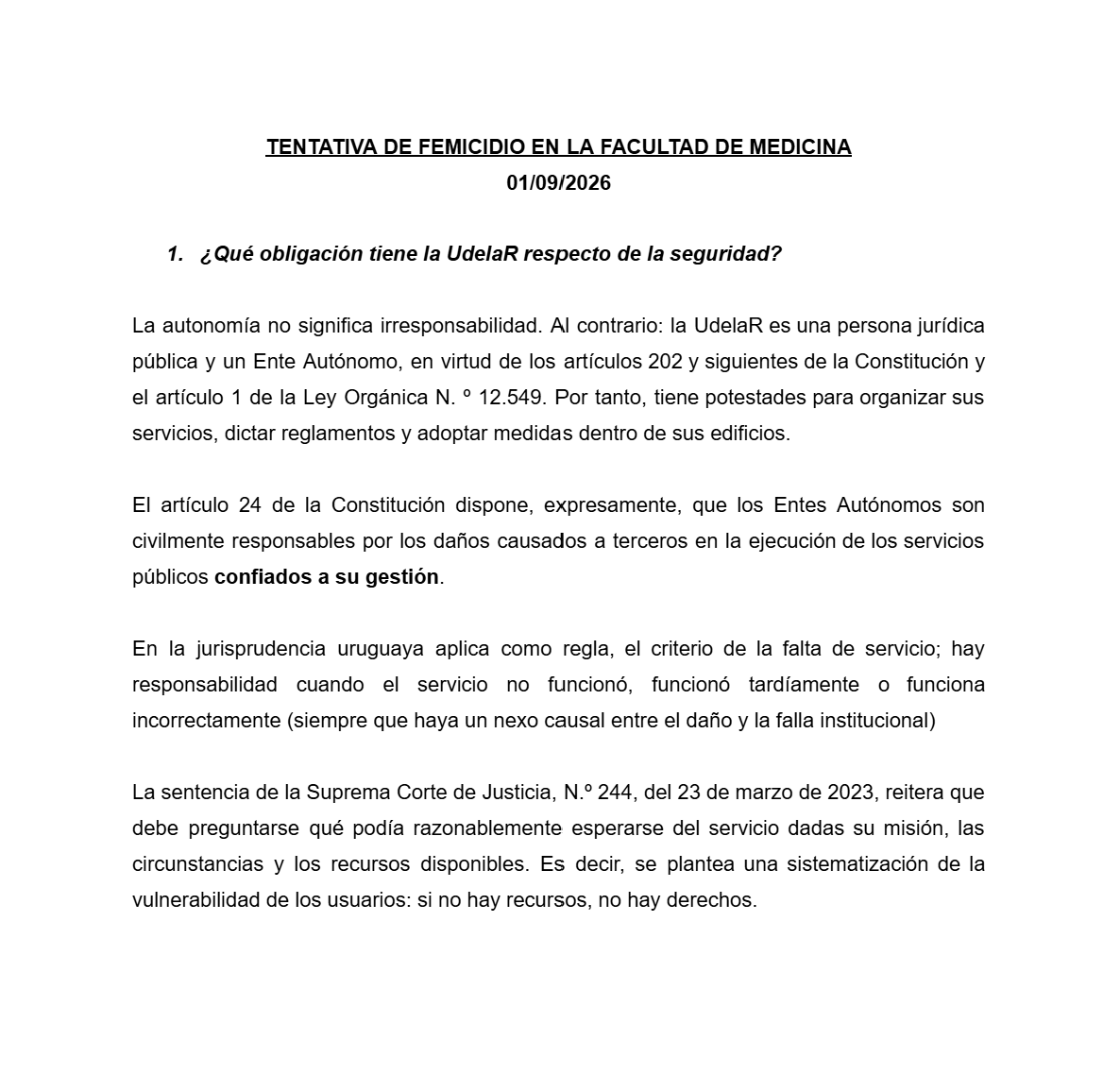 RodrigoBotti13's tweet photo. En el marco de la tentativa de homicidio agravado a femicidio, expongo una muy breve reflexión sobre el rol de la UdelaR en materia de seguridad. 

También trata uno de los discursos más escuchados en estos días: la salud mental como justificación de la violencia.
#FMED #UDELAR https://t.co/akJDyR6Dzg
