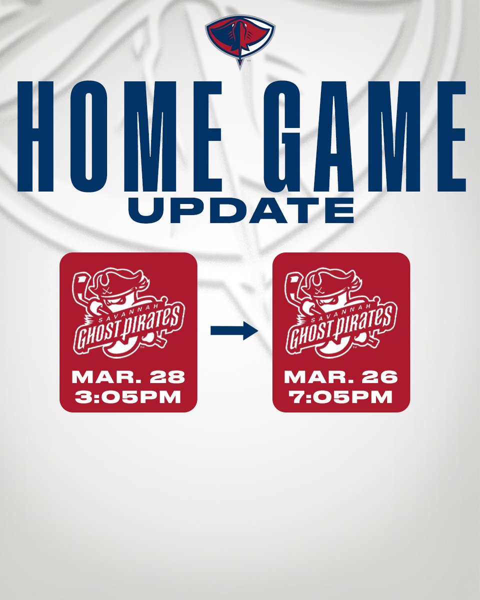 SCStingrays's tweet photo. Hey Fans! Our home game originally on Easter Sunday will now be on Friday, March 26!

🗞️ Full info: https://t.co/A6xdOOImjj https://t.co/XdSGo1Kfzt