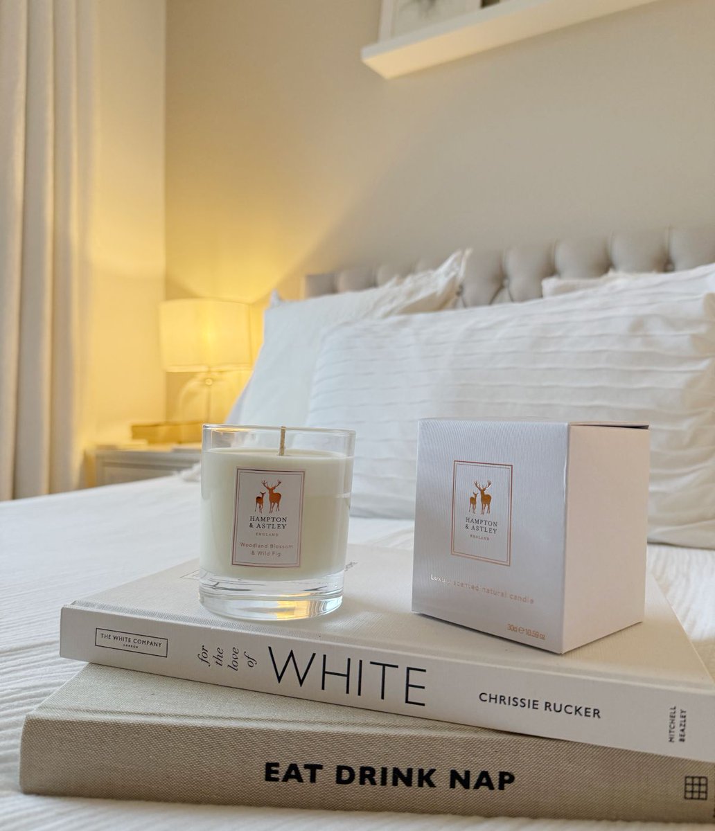 HamptonAstley's tweet photo. All set for an early night. 😴 Styled so beautifully by @plot39_gosford, our Woodland Blossom &amp; Wild Fig natural candle is made for self-care evenings. https://t.co/ZlDPly0XFD