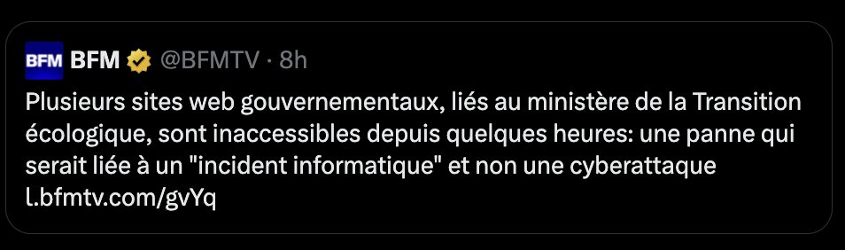Ced_haurus's tweet photo. 🔴 Le Ministère @Ecologie_Gouv est bien victime d'une cyberattaque confirme l'AFP.

👉 https://t.co/xRFlp3mOFk

Ce matin, ils annonçaient un "incident informatique" et non une cyberattaque. Encore un mensonge....
