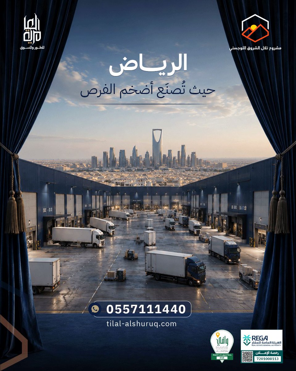 tilalalshuruq's tweet photo. ضمن مدينة أصبحت مركزًا رئيسيًّا لحركة الأعمال، يأتي مشروع تلال الشروق اللوجستي في موقع يعزز كفاءة العمليات ويربط استثماراتك بأهم مسارات التجارة، فالرياض لا تمنحك موقعًا فقط، بل تمنحك وصولًا أسرع وفرص نمو أوسع.

#مشروع_تلال_الشروق_اللوجستي https://t.co/sSC8P0kEsx