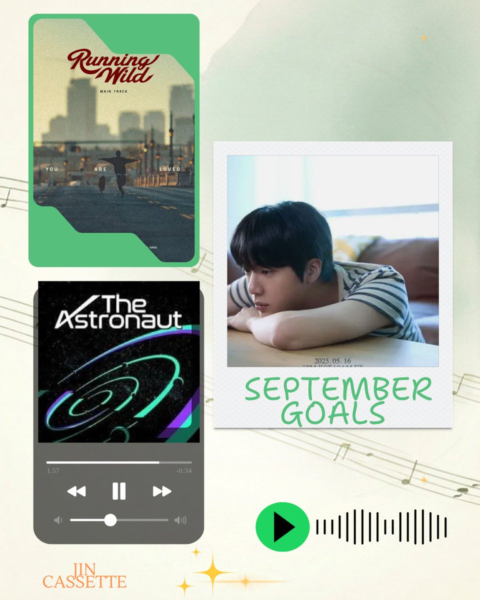 JinCassette's tweet photo. 🚀 SEPTEMBER GOALS FOR JIN! 🐹💜

A new month means MORE goals to achieve! 🔥
New playlist added — let’s stream consistently, work hard together, and keep pushing Jin’s music higher! 

🔗 https://t.co/xlX2RKSIFg

#방탄소년단진 #진 #BTSJIN #JIN https://t.co/nXUuAspZAy