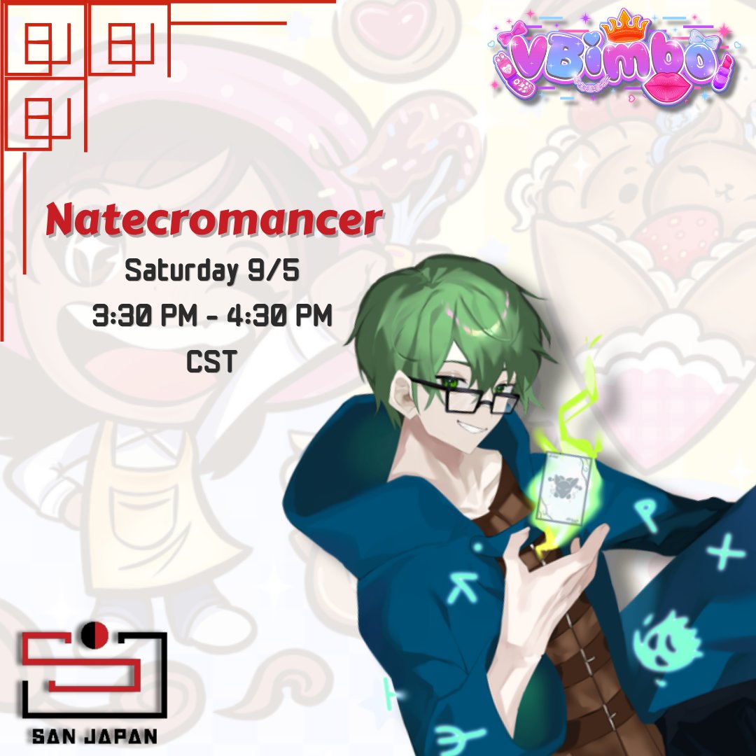 natecromancer's tweet photo. Surprise!!! I'll be at SAN JAPAN for Virtual Meet and Greet!!! 📢

Huge thank you to @RavennaNya and @VBimboOfficial for the opportunity! 

I'll be roaming around with the awesome @VTHandlerForFun (huge thank you to him as well!!!)

📺So if you see us, come over and chat for a bit!

#SanJapan