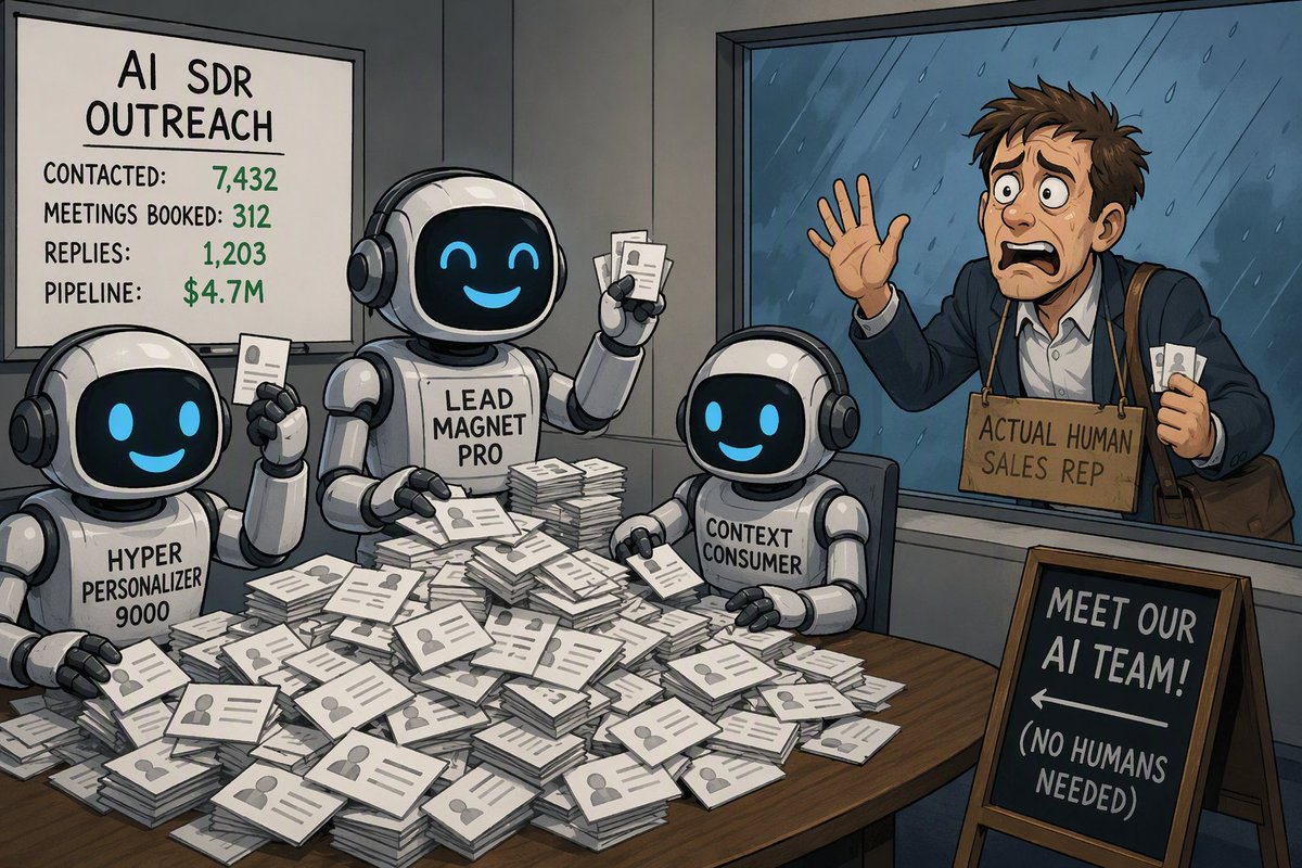 SohamIko's tweet photo. Founder: “We need more visibility.”

Marketing posts 47 feature updates.
Sales sends 800 cold emails.
Buyer: “What do you actually do?”

You’re not invisible. You’re dressed as a changelog. Your ICP is looking for a solution, not release notes. https://t.co/WoYZKm0SLa