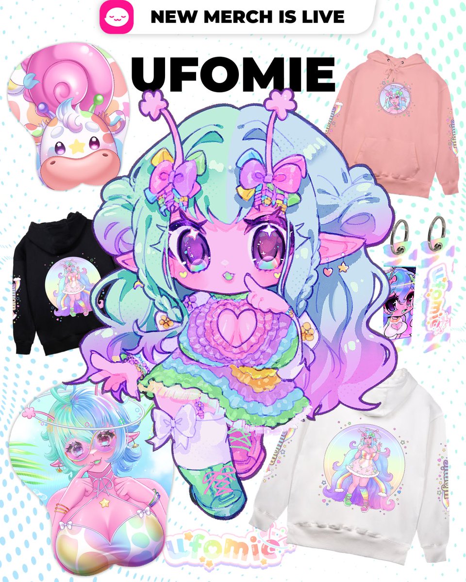 ufomie's tweet photo. my merch with @shopuwumarket is OUT!! 🩵💕🌈 i am so very happy to finally have some cute goodies for anyone that might want it. 🫶🩷 #uwumarket https://t.co/kJcls65eve