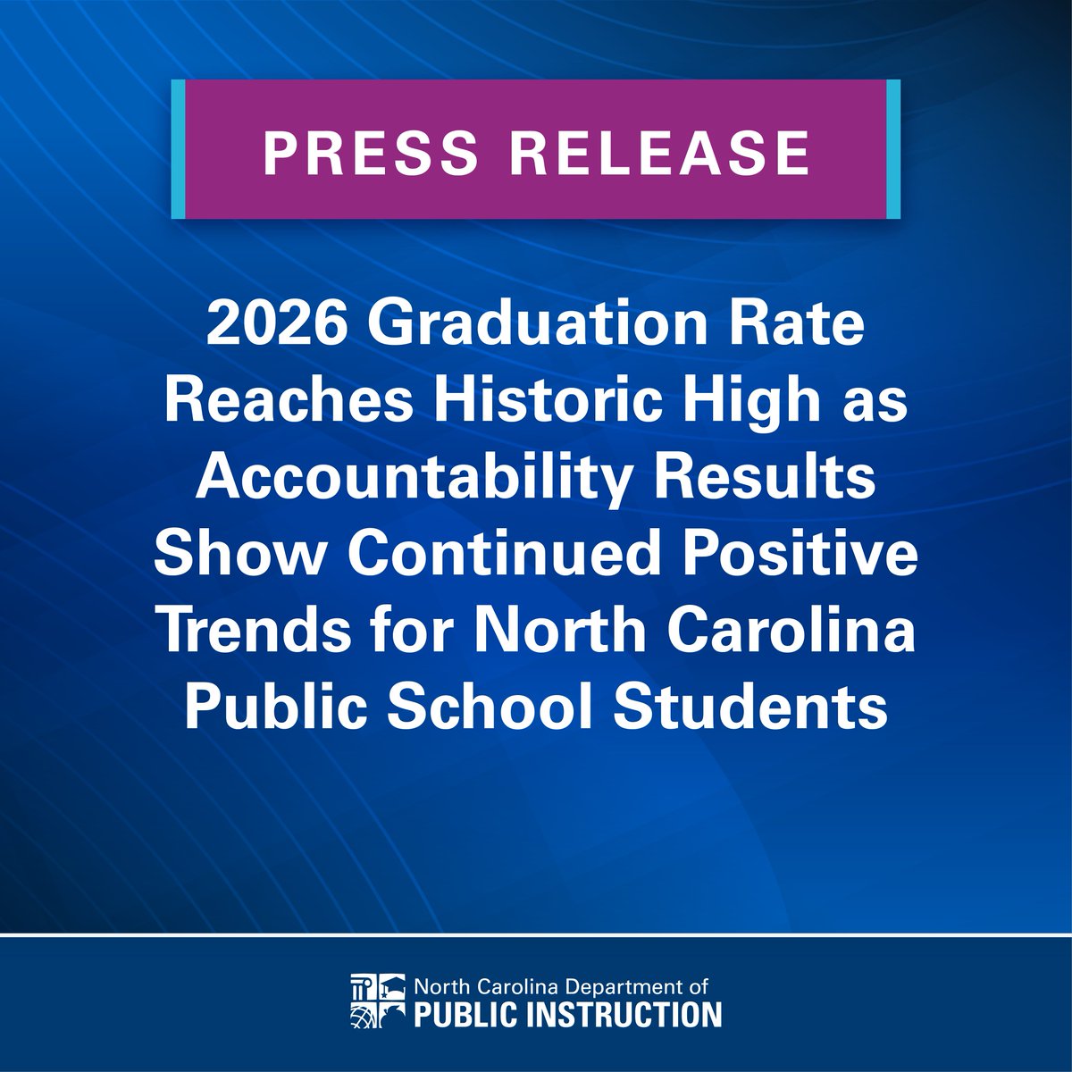 ncpublicschools's tweet photo. NC public school students marked another year of academic progress in 2025-26, achieving a record-high graduation rate and improving performance on most standardized tests, according to data presented Wed. to the State Board of Education -https://t.co/wkWSBHIFqe. https://t.co/J8JkV5xQPv