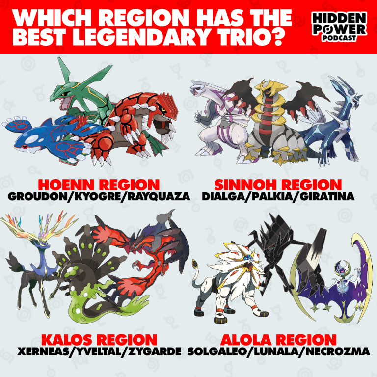 HiddenPowerPod's tweet photo. Which region has the BEST Legendary Trio? 🤔 https://t.co/tC5aeKBwRV
