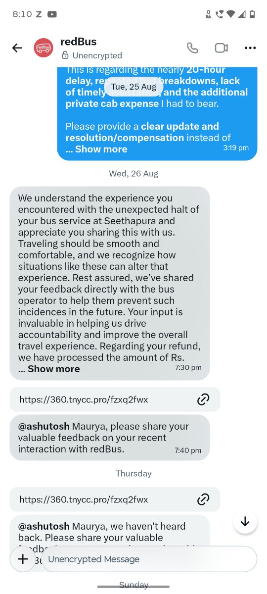 proashu19's tweet photo. @redBus_in  It is 2 Sept and I still haven’t received my ₹2,035 refund. On 31 Aug, your support team said the refund was rejected due to a technical issue and was raised again. On 2 Sept, I was given the same response. Please resolve this urgently and provide the refund. https://t.co/cF0UPEOmM9